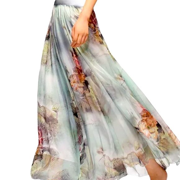 Wild Time Fashion Dresses & Skirts - Soft Green Floral A line Maxi Shirt NEW